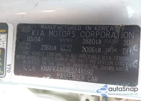 2014 Kia Forte Lx from USA, damaged, VIN KNAFK4A6XE5246592